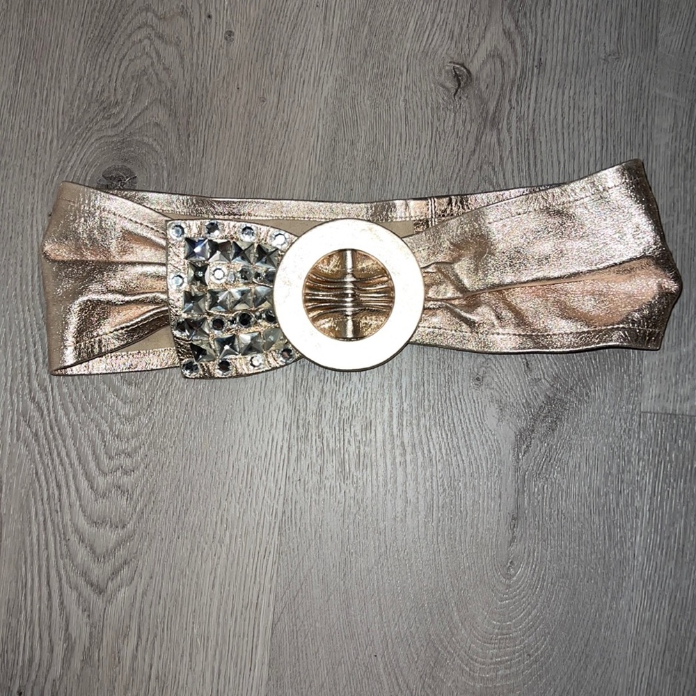 Marciano Metallic gold leather belt with bedazzle size XS/S